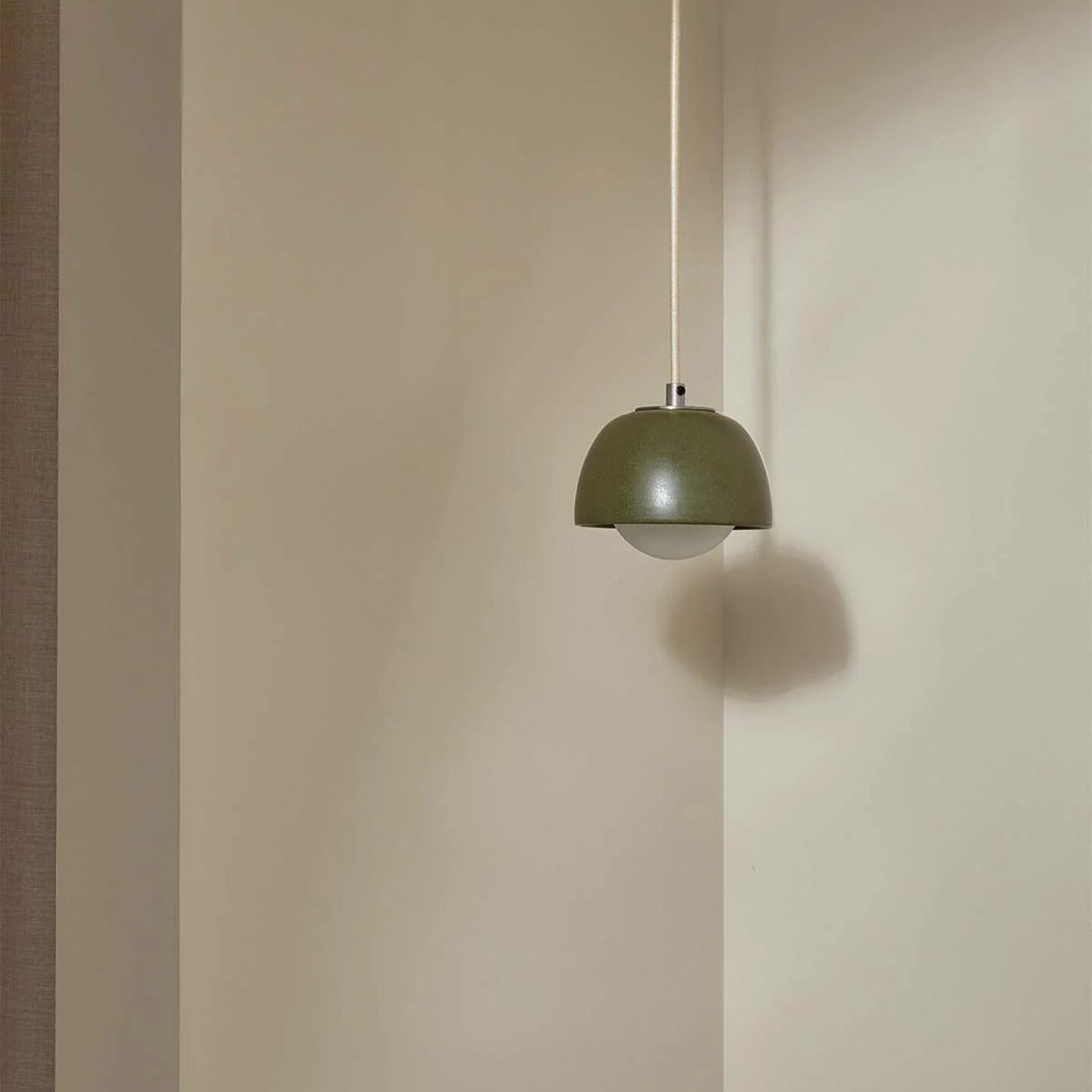 Terra 0 Pendant Light - Fabric Olive, Brushed Nickel